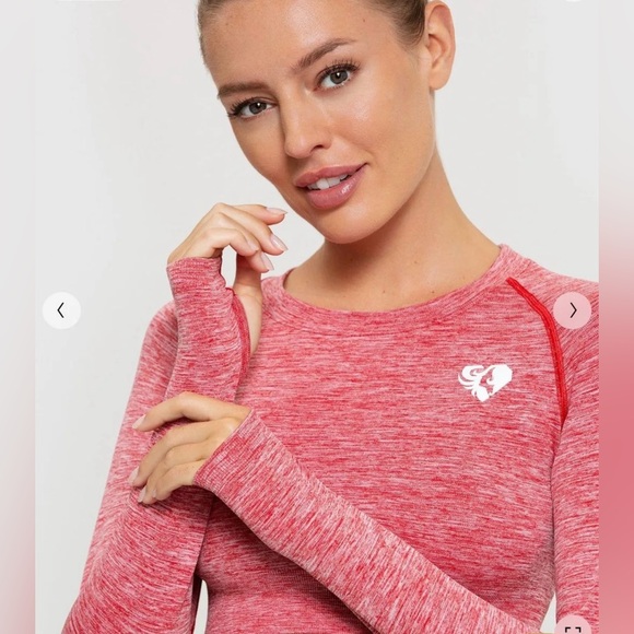 Women's Best Size S Red Marl Move Seamless Long Sleeve Crop Top - Picture 3 of 10
